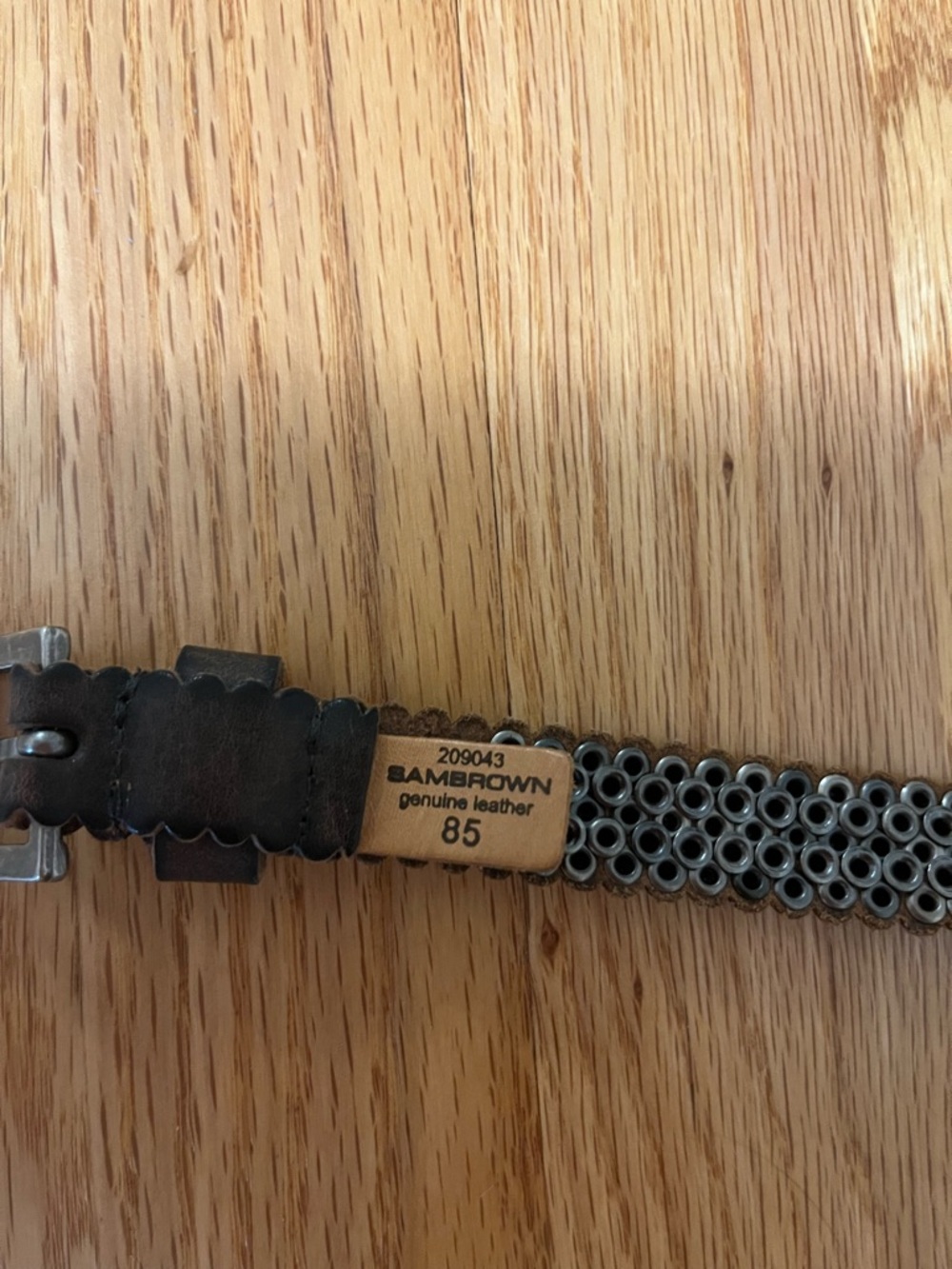 Women’s Sambrown Genuine Leather Silver Belt - Size 85